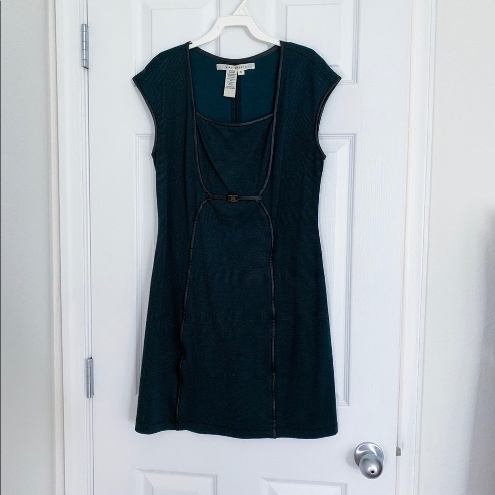 Dress with leather trim
